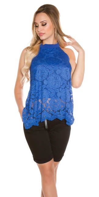 Neck Top 2 layer with bow Royalblue